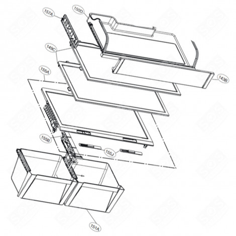 DESSUS DE BAC À LÉGUMES REPÈRE 155A 752X436 MM FRIGO, RÉFRIGÉRATEUR, CONGÉLATEUR - ACQ85641706