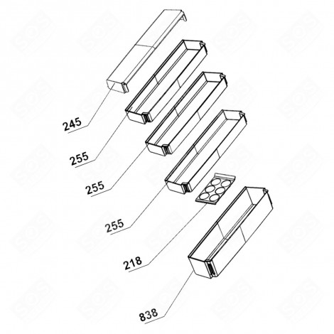 BALCONNET BOUTEILLES (REPÈRE N°838)   495X120X97 MM FRIGO, RÉFRIGÉRATEUR, CONGÉLATEUR - 4666200200