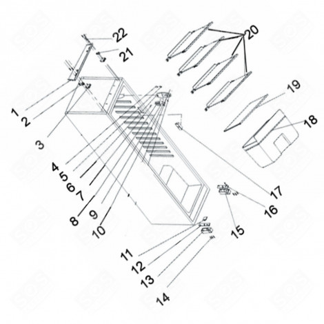 BASE DE CHARNIÈRE (REPÈRE N°21) FRIGO, RÉFRIGÉRATEUR, CONGÉLATEUR - 12040198, 1019806