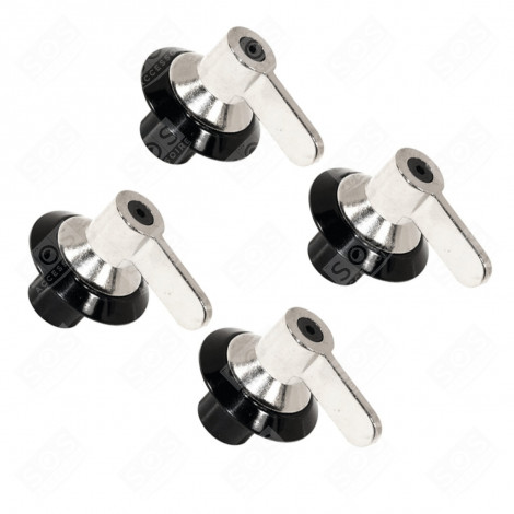 LOT DE 4 BOUTONS DE COMMANDE NOIR/INOX D'ORIGINE