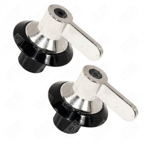 LOT DE 2 BOUTONS DE COMMANDE NOIR/INOX D'ORIGINE