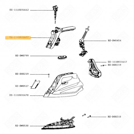 AVANT DE POIGNÉE AVEC POMPE (REPÈRE N°SS-1110031677) CENTRALE VAPEUR, FER À REPASSER - SS-1110031677, SS-1810031677