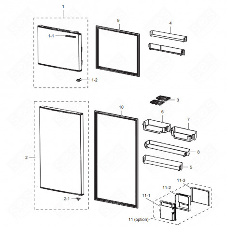 JOINT DE PORTE (CONGÉLATEUR, REPÈRE N°10) FRIGO, RÉFRIGÉRATEUR, CONGÉLATEUR - DA97-13594N 
