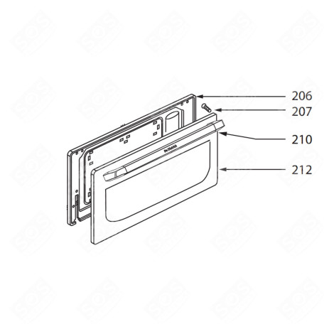 PORTE ASSEMBLÉE (REPÈRE 212) FOUR, CUISINIÈRE - AS0066730
