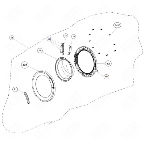 HUBLOT COMPLET (REPÈRE 10) MACHINE À LAVER, LAVE-LINGE - 2505600900