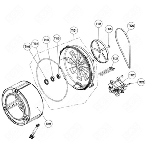 DEMIE CUVE ARRIÈRE (REPÈRE N°T101) MACHINE À LAVER, LAVE-LINGE - HK1922406