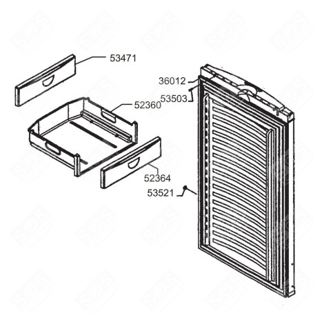 TIROIR COMPLET ( REPÈRE 52360 ) FRIGO, RÉFRIGÉRATEUR, CONGÉLATEUR - 761170291