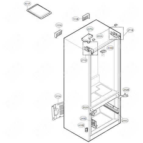 JOINT DE PORTE (PARTIE CONGÉLATEUR REPÈRE 103A) FRIGO, RÉFRIGÉRATEUR, CONGÉLATEUR - MDS38201427, MDS64172922, MDS38201437
