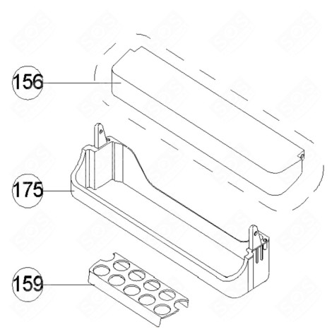COUVERCLE DE BALCONNET SUPÉRIEUR (  REPÈRE 156 ) FRIGO, RÉFRIGÉRATEUR, CONGÉLATEUR - 42067950