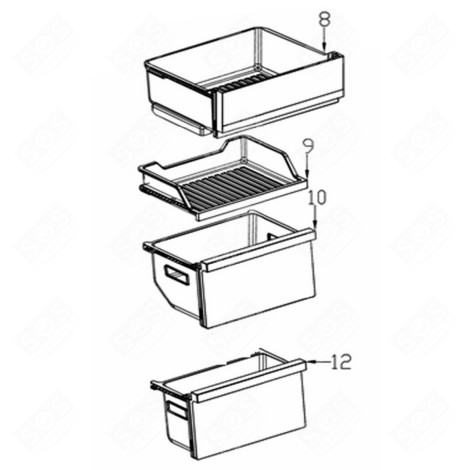 BAC À LÉGUMES ( REPÈRE 8 ) FRIGO, RÉFRIGÉRATEUR, CONGÉLATEUR - 34041126, 1065467