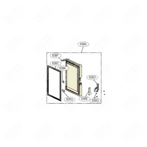 JOINT DE PORTE (REPÈRE 630C) FRIGO, RÉFRIGÉRATEUR, CONGÉLATEUR - MDS64239203