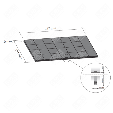 FILTRE CHARBON FCHAR 350X191X9 MM HOTTE - AFCFCAF25X10S, 482000008330