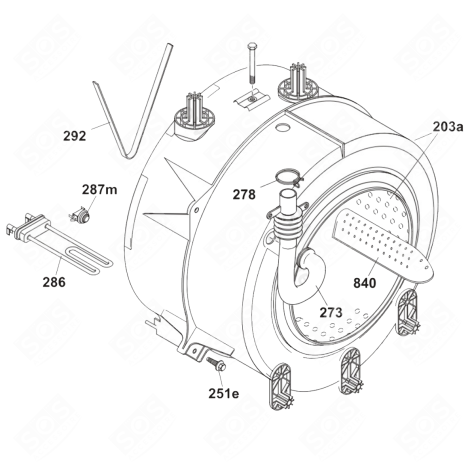ENSEMBLE CUVE, TAMBOUR ( REPÈRE 203A ) MACHINE À LAVER, LAVE-LINGE - 49121676, 41050204
