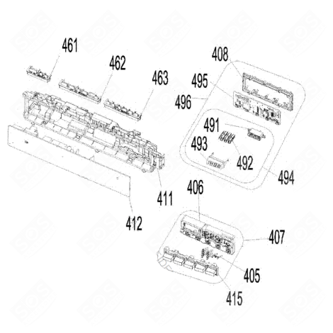 CARTE ÉLECTRONIQUE DE COMMANDE ( REPÈRE 412 ) MACHINE À LAVER, LAVE-LINGE - 22206888
