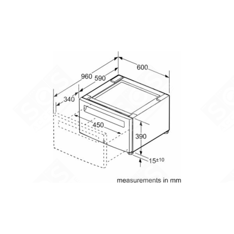 PALIER AVEC GLISSIÈRE MACHINE À LAVER, LAVE-LINGE - 17005338