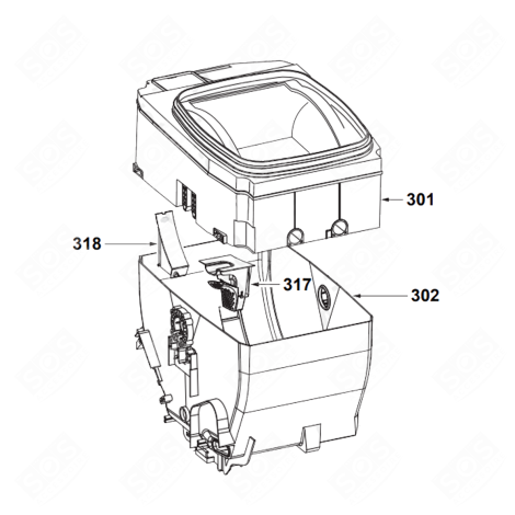 DEMI CUVE SUPÉRIEURE ( REPÈRE 301 ) MACHINE À LAVER, LAVE-LINGE - 52X5036
