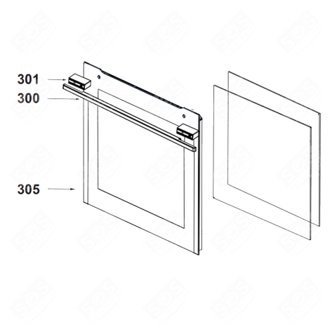 PORTE EXTERNE (REPÈRE 305) FOUR, CUISINIÈRE - AS0078220