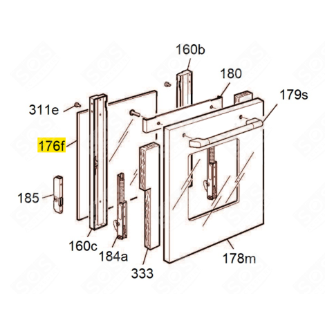 VITRE INTÉRIEURE DROITE (REPÈRE 176F) FOUR, CUISINIÈRE - 70039951
