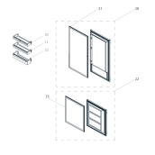 Porte avec joint (Partie congélateur) (repère 23)