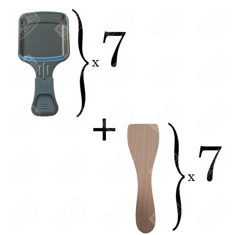LOT DE 7 COUPELLES À RACLETTE ET 7 PELLES EN BOIS POUR POÊLON, SPATULE RACLETTE RACLETTE, GRIL, WOK - AS306002, AS306003