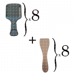 Lot de 8 coupelles à raclette et 8 pelles en bois pour Poêlon, spatule raclette