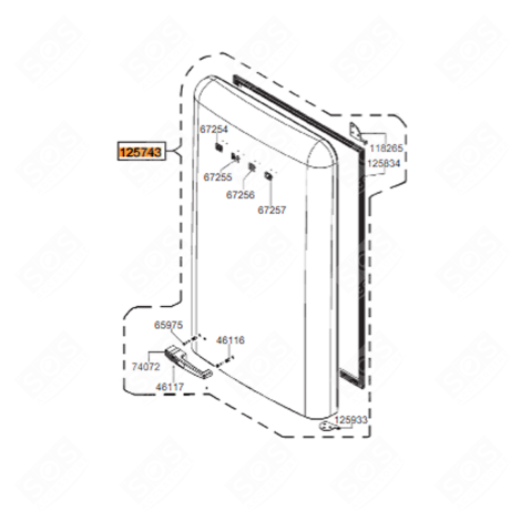 PORTE (REPÈRE 125743) FRIGO, RÉFRIGÉRATEUR, CONGÉLATEUR - 69613A442, 125743