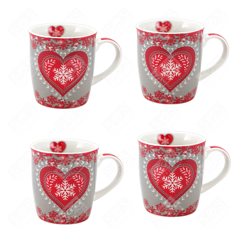 TASSES COEUR GRIS X 4 USTENSILE DE CUISINE - 4065