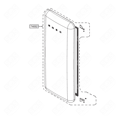 PORTE COMPLÈTE (REPÈRE 74692) FRIGO, RÉFRIGÉRATEUR, CONGÉLATEUR - 696135975, 696135822