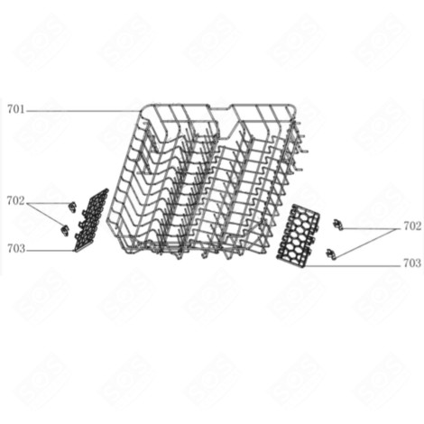 PANIER SUPÉRIEUR (REPÈRE 701) LAVE-VAISSELLE - 34421709, 12976000001617