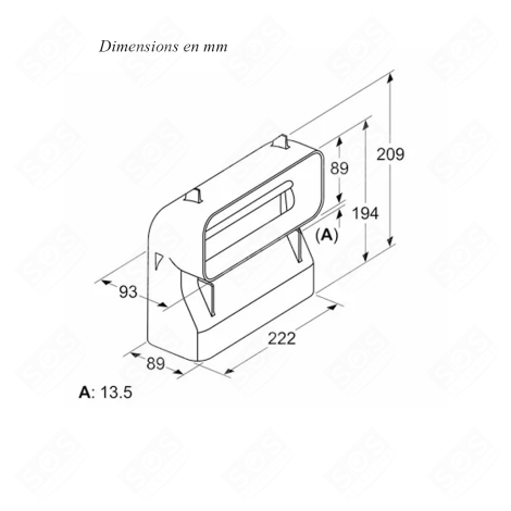 BOÎTIER DE VENTILATEUR, CONDUIT PLAT 90 ° VERTICAL S HOTTE - 17006155, HZ9VDSB4