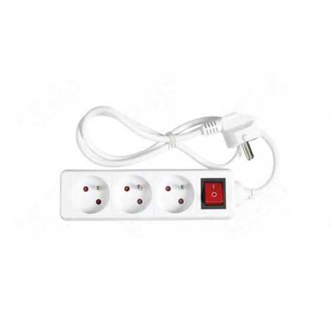 PRISE MULT.BLANC+CORD.+ INTERRUPT3X16A. 1.5 M D'ORIGINE ÉLECTRICITÉ, DOMOTIQUE - 486831