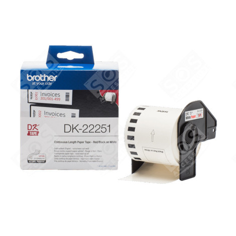 BROTHER DK22251 BLACK/RED ON WHITE ROLL (6.2 CM X 15.24 M) 1 ROLL(S) LABEL CONTINUOUS PAPER D'ORIGINE INFORMATIQUE - 4142320
