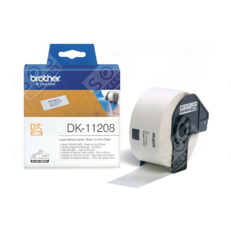 BROTHER DK-11208 BLACK ON WHITE ADDRESS LABELS 38X90MM DIRECT THERMAL 1 ROLL D'ORIGINE INFORMATIQUE - 990189