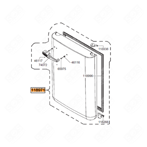 PORTE PARTIE CONGÉLATEUR (REPÈRE 118971) FRIGO, RÉFRIGÉRATEUR, CONGÉLATEUR - 696139950