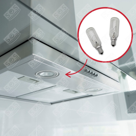 LOT DE 2 AMPOULES HALOGÈNES T25L E14 40W LONG. 81MM DIAM. 23MM HOTTE - 484000008834, 9029791929