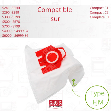 LOT DE 6 BOÎTES DE 4 SACS À POUSSIÈRE SYNTHÉTIQUES FJM COMPATIBLES