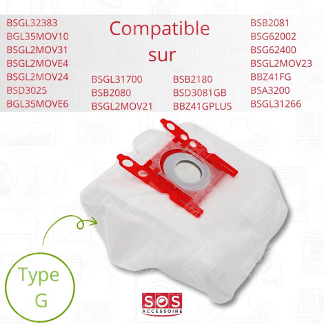 LOT DE 9 BOÎTES DE 4 SACS TYPE G 270 X 60 MM ASPIRATEUR - 00576334,17000940