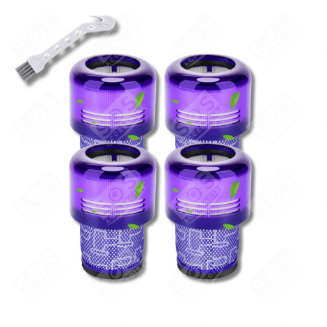 LOT DE 4 FILTRES HEPA COMPATIBLE V11 V12 V15 AVEC BROSSE DE NETTOYAGE ASPIRATEUR - 970013-02, 970013-02