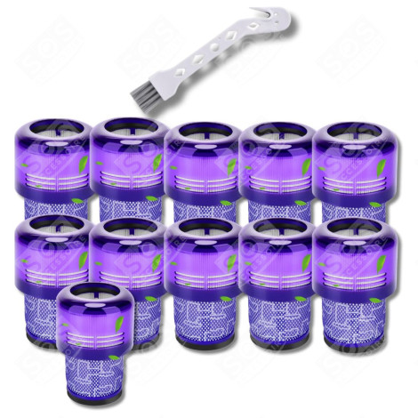 LOT DE 11 FILTRES HEPA COMPATIBLE V11 V12 V15 AVEC BROSSE DE NETTOYAGE ASPIRATEUR - 970013-02, 970013-02