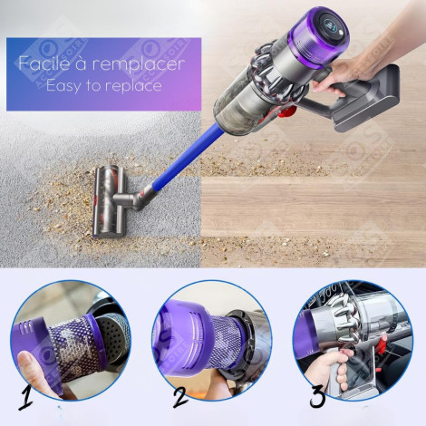 LOT DE 12 FILTRES HEPA COMPATIBLE V11 V12 V15 AVEC BROSSE DE NETTOYAGE ASPIRATEUR - 970013-02, 970013-02