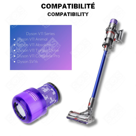 FILTRE HEPA COMPATIBLE V11 V12 V15 AVEC BROSSE DE NETTOYAGE ASPIRATEUR - 970013-02, 970013-02