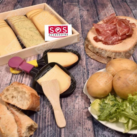 LOT DE 4 PELLES EN BOIS POUR POÊLON, SPATULES RACLETTE  RACLETTE, GRIL, WOK - AS306003