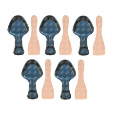 Lot de 5 coupelles à raclette et 5 pelles en bois pour Poêlon, spatule raclette