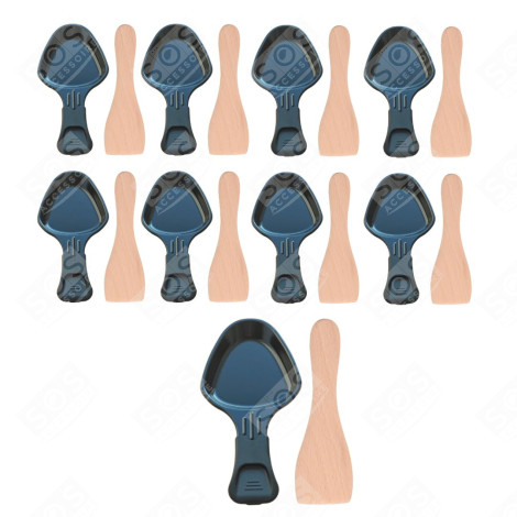 LOT DE 9 COUPELLES À RACLETTE ET 9 PELLES EN BOIS POUR POÊLON, SPATULE RACLETTE RACLETTE, GRIL, WOK - AS306001, AS306003