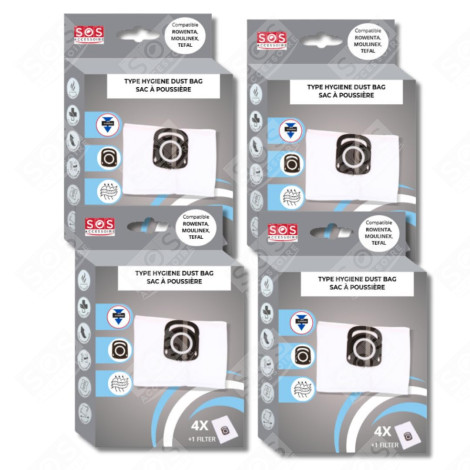 LOT DE 4 BOÎTES DE 4 SACS + 1 FILTRE HYGIENE+ ASPIRATEUR - ZR200520