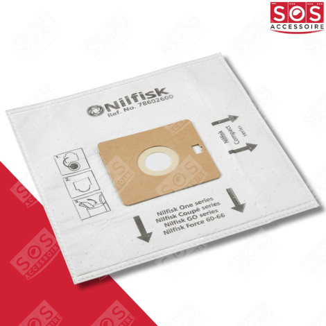 LOT DE 5 BOÎTES DE 5 SACS AVEC 1 PRE FILTRE COUPE/COMPACT/GO/FORCE ASPIRATEUR - 78602600, 22422400