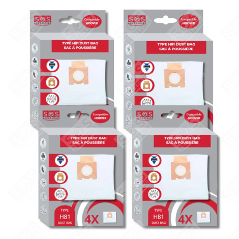 LOT DE 4 BOÎTES DE 4 SACS MICROFIBRE H81 ASPIRATEUR - 35601865