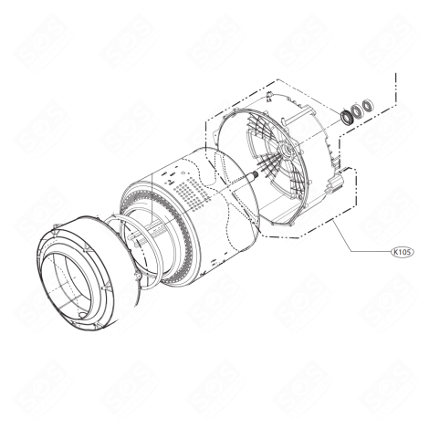 DEMI CUVE ARRIÈRE (REPÈRE K105) MACHINE À LAVER, LAVE-LINGE - 3045EN0010D, AJQ69410405