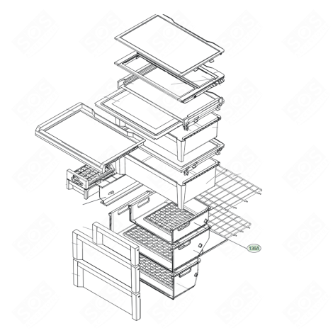 TIROIR COMPLET (REPÈRE 136A) FRIGO, RÉFRIGÉRATEUR, CONGÉLATEUR - AJP73954401