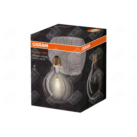 LAMPE HALOGENE VINTAGE 1906 GLOBE G95 CL 20W 230V E27 FS1 D'ORIGINE LUMINAIRE - 4052899971332